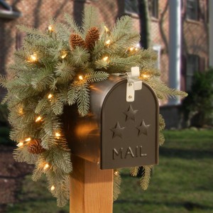 Darby Home Co Frosted Arctic Spruce Pre-Lit Mailbox Swag DABY4447